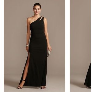 David’s Bridal One-Shoulder Black Dress (Size 4)